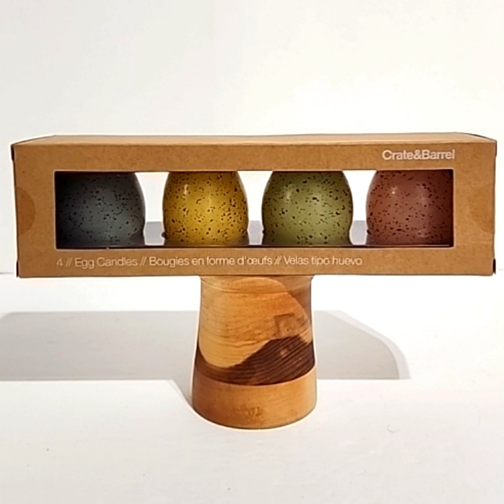 Crate & Barrel Speckled Egg Candle Set NIB